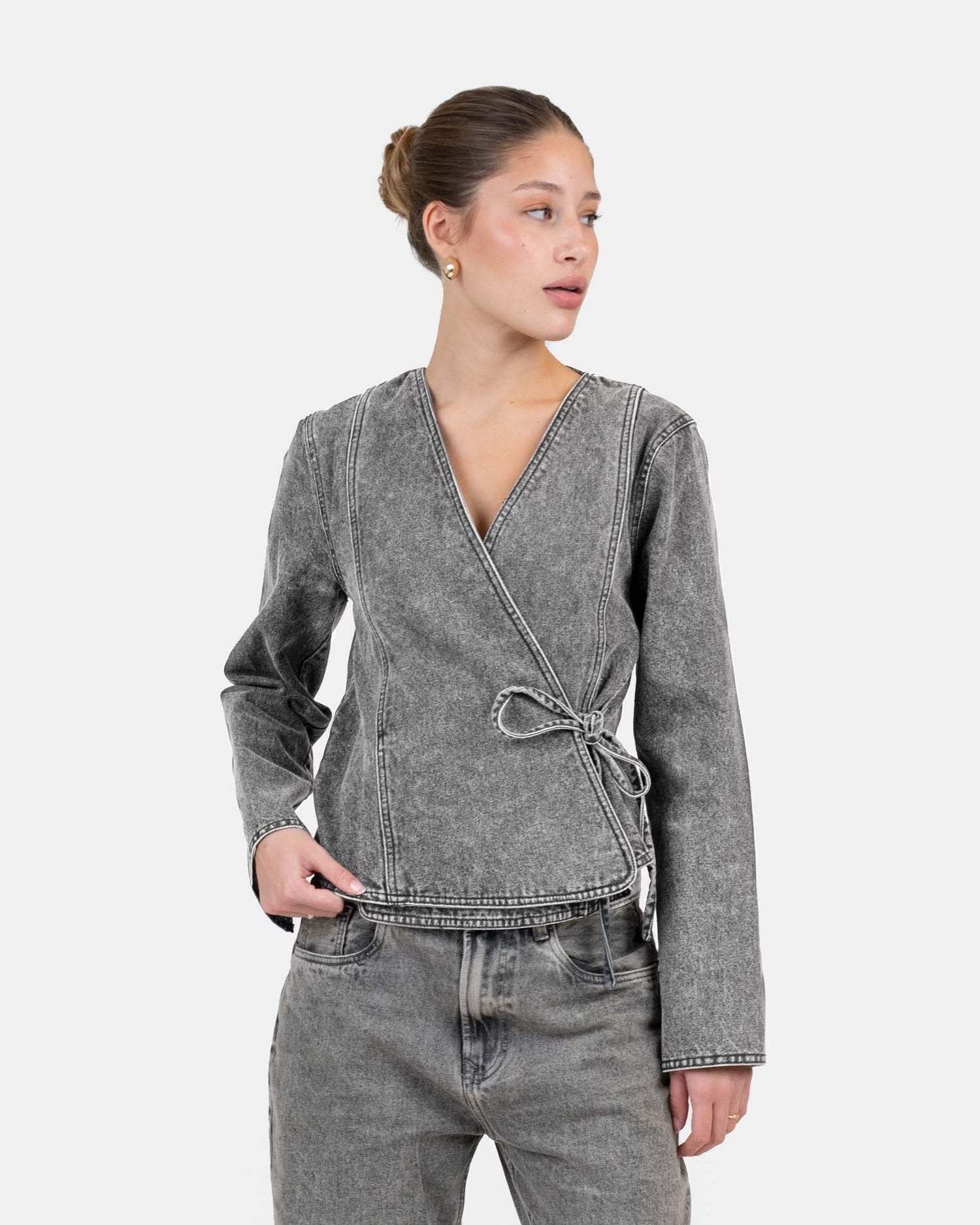 Denim Tie Shirt Washed Grey | Skagen - clothing.dk